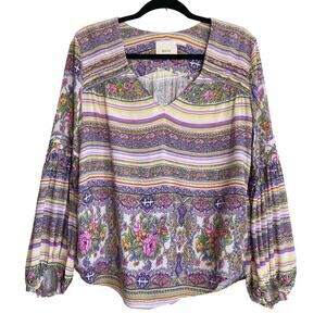 Anthropologie Maeve Ceresco top blouse peasant floral boho S